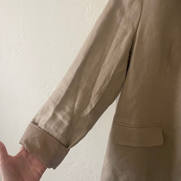Jones New York linen tan blazer 1 bottom closure size 6 - Picture 5 of 12